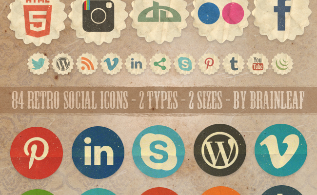 Free Retro Social Icons by BRAINLEAF