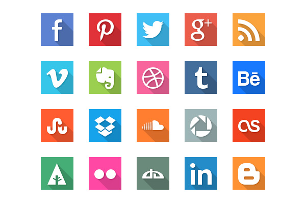 40 Social Media Flat Icons