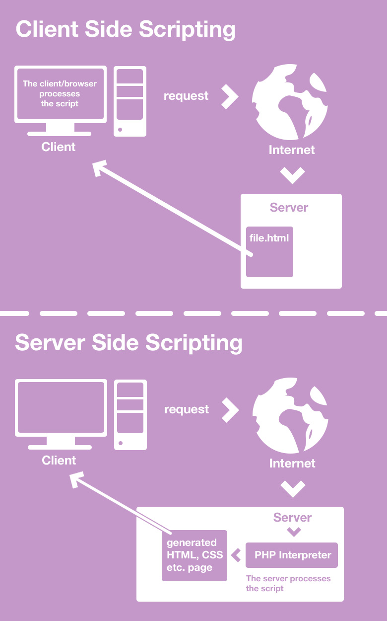 Infographic that compares Server-side and Client-side scripting
